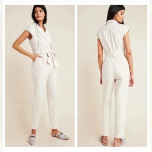 Anthropologie Eliza Ivory Utility Jumpsuit/Pantsuit size 10